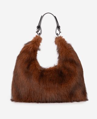 The Kooples FEMME BROWN sac effet fourrure marron