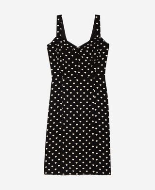 The Kooples F BLACK WHITE black corset-effect short dress with heart print