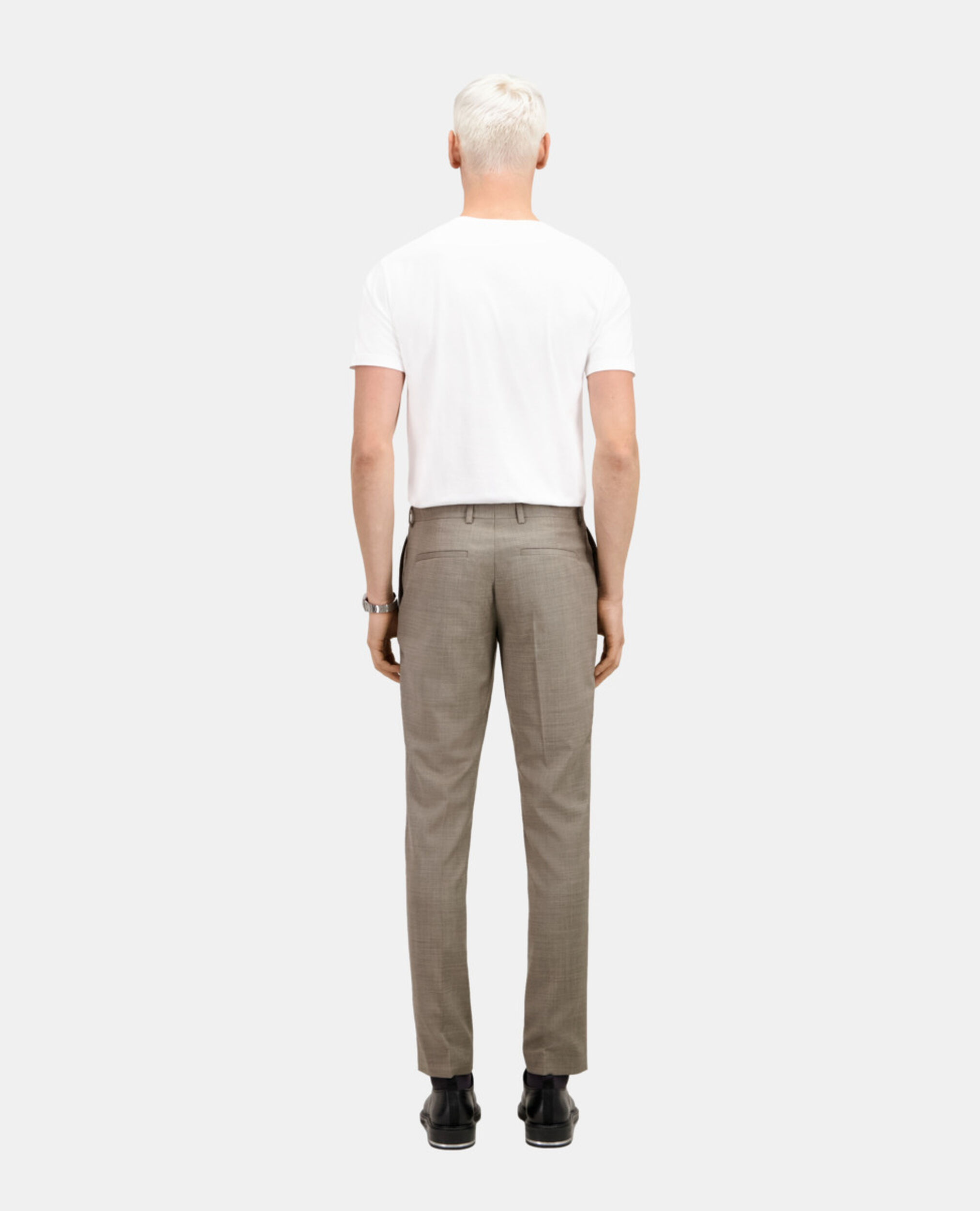 Pantalon de costume en laine beige, BEIGE, hi-res image number null