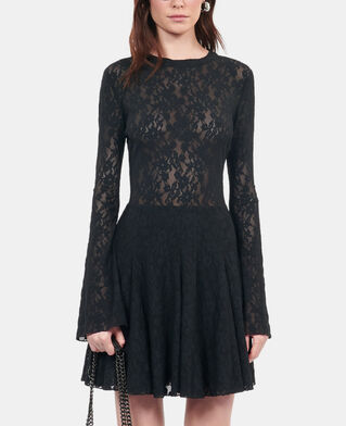 The Kooples FEMME BLACK robe patineuse courte en dentelle noire