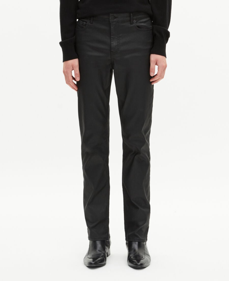 The Kooples HOMME BLACK pantalon slim en cuir noir