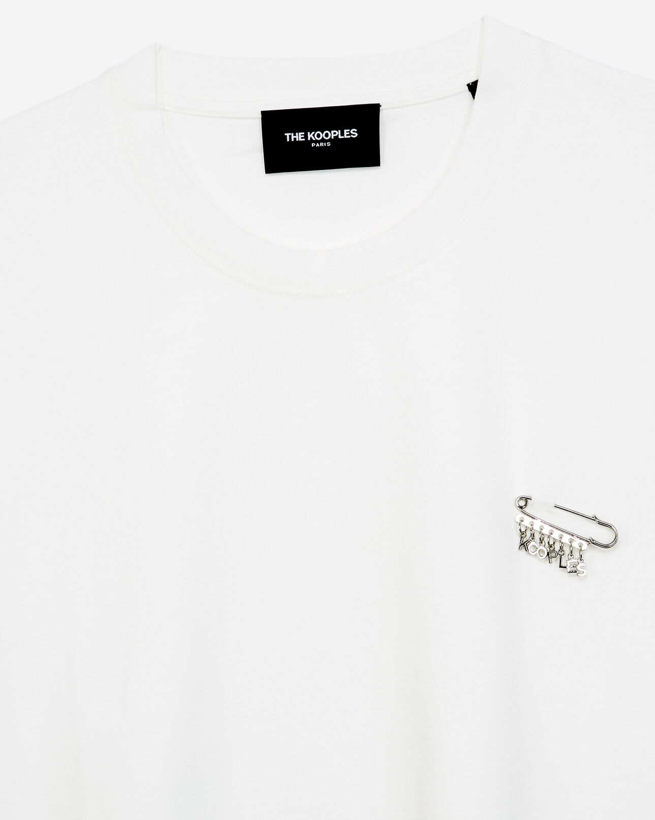 The Kooples FEMME ECRU t-shirt coton écru détail épingle
