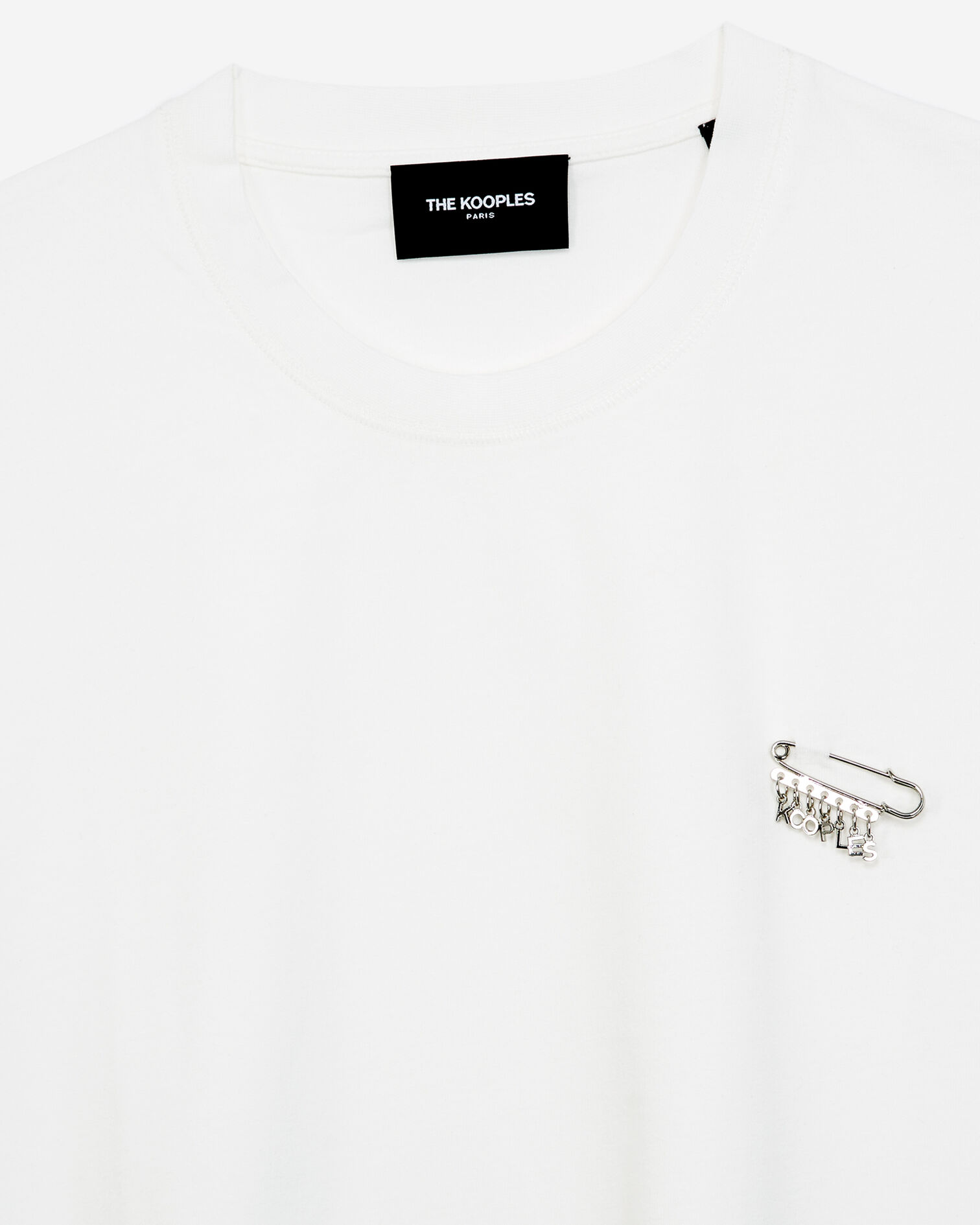 T-shirt coton écru détail épingle, ECRU, hi-res image number null