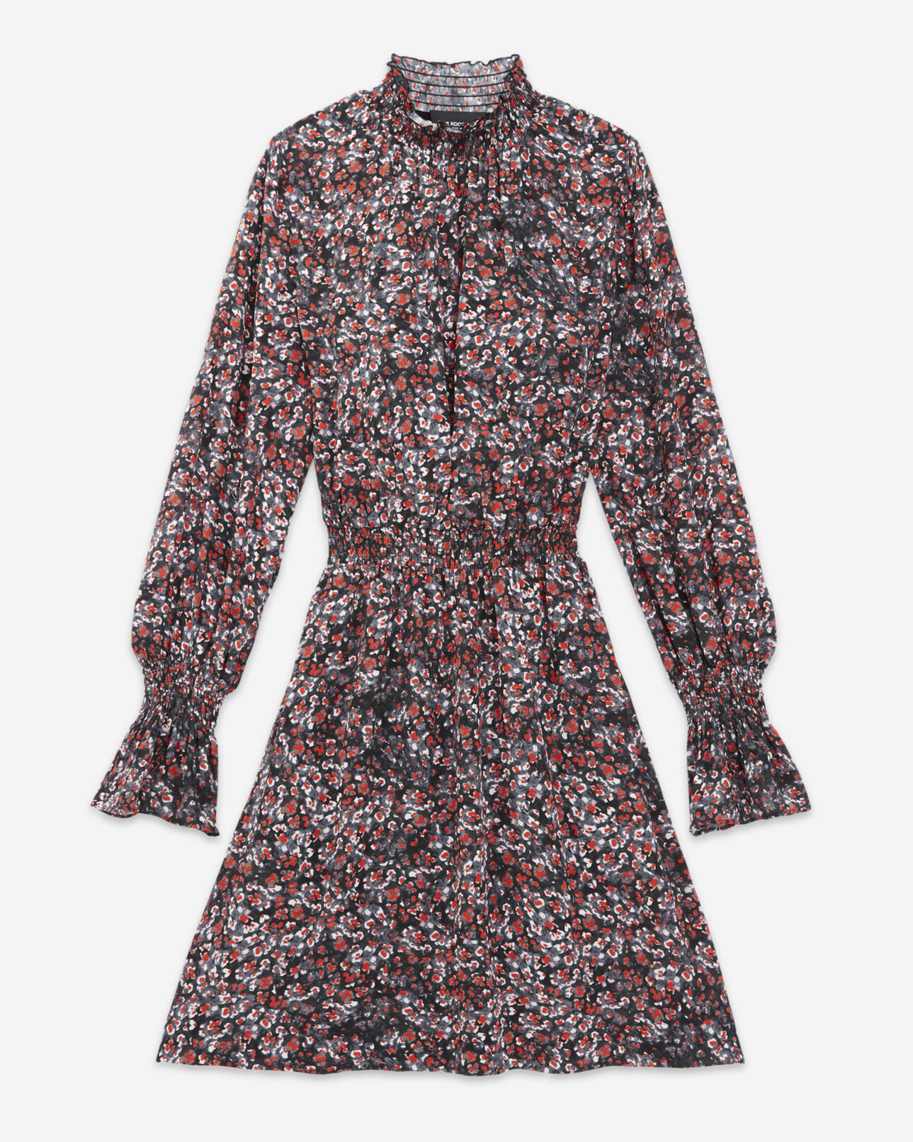 The Kooples FEMME BLACK - RED robe courte ajustée imprimé fleuri