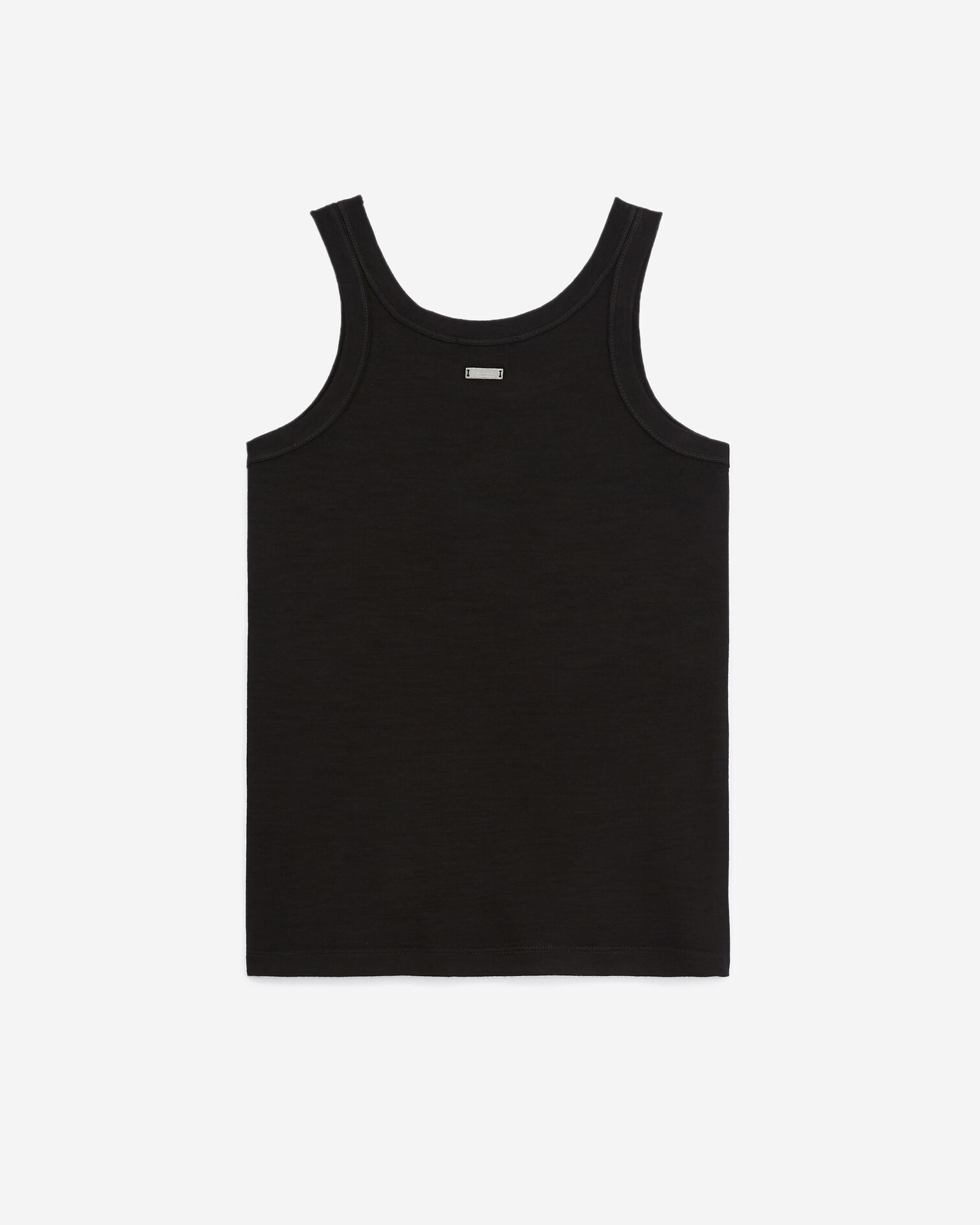 Black wool vest top with crew neck, BLACK, hi-res image number null