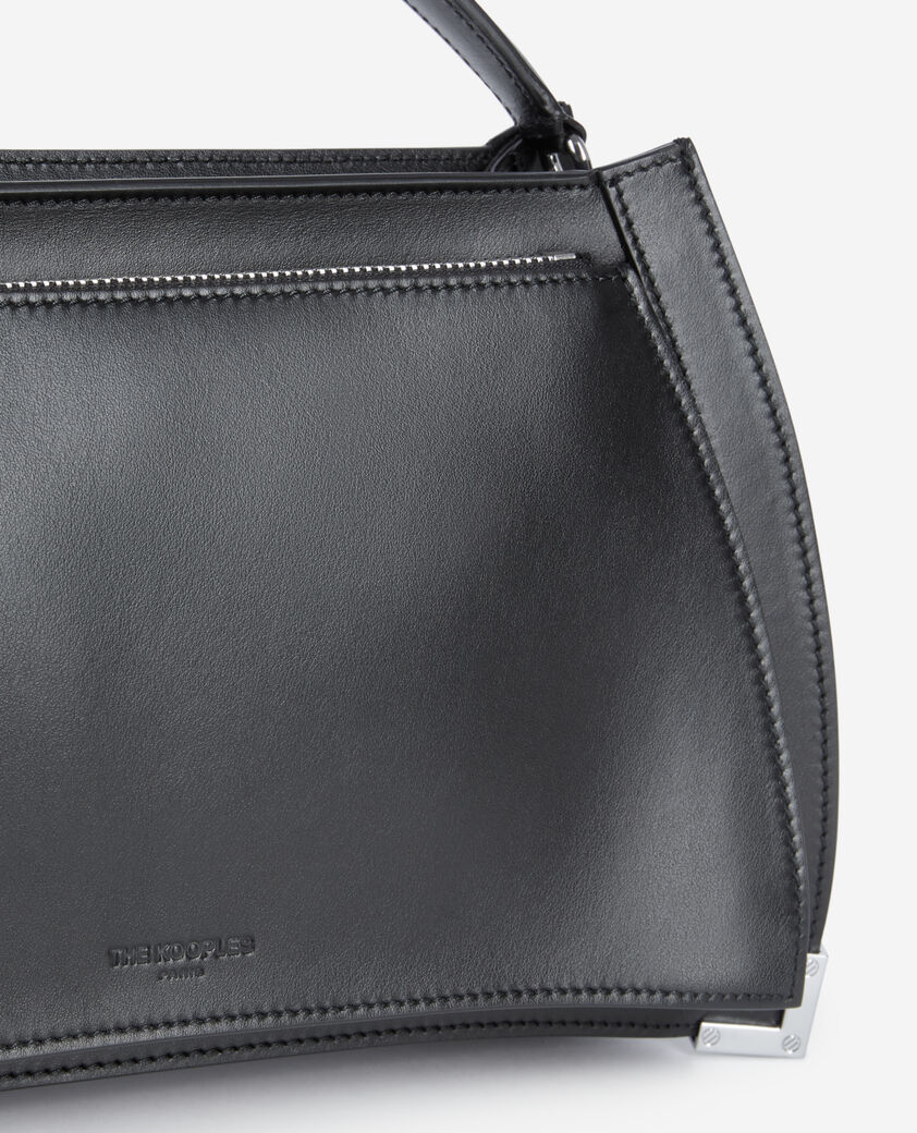 The Kooples WOMEN BLACK black leather trapeze bag