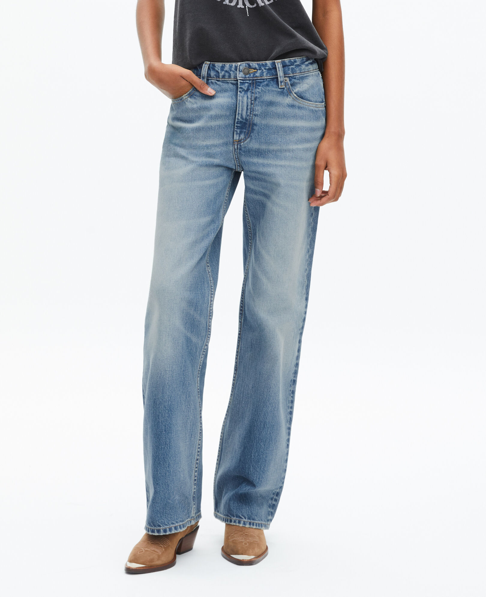 The Kooples WOMEN BABY BLUE wide-leg light blue jeans
