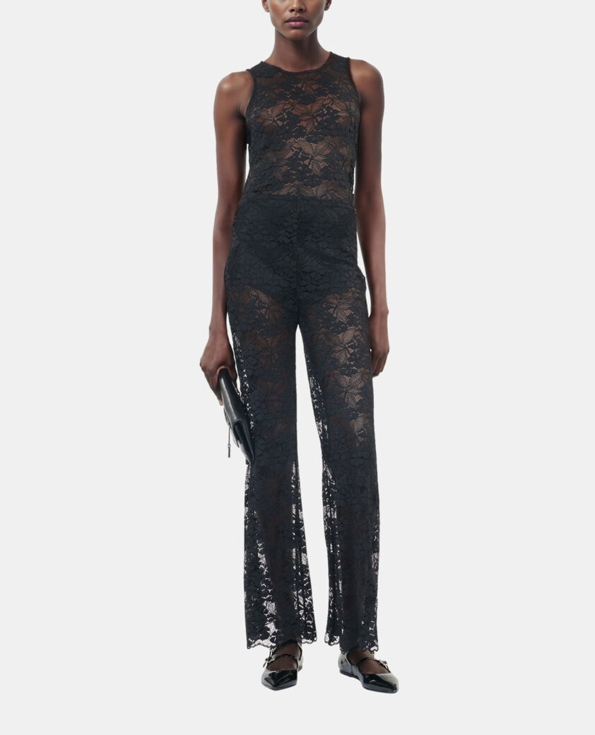 The Kooples FEMME BLACK pantalon flare en dentelle noir