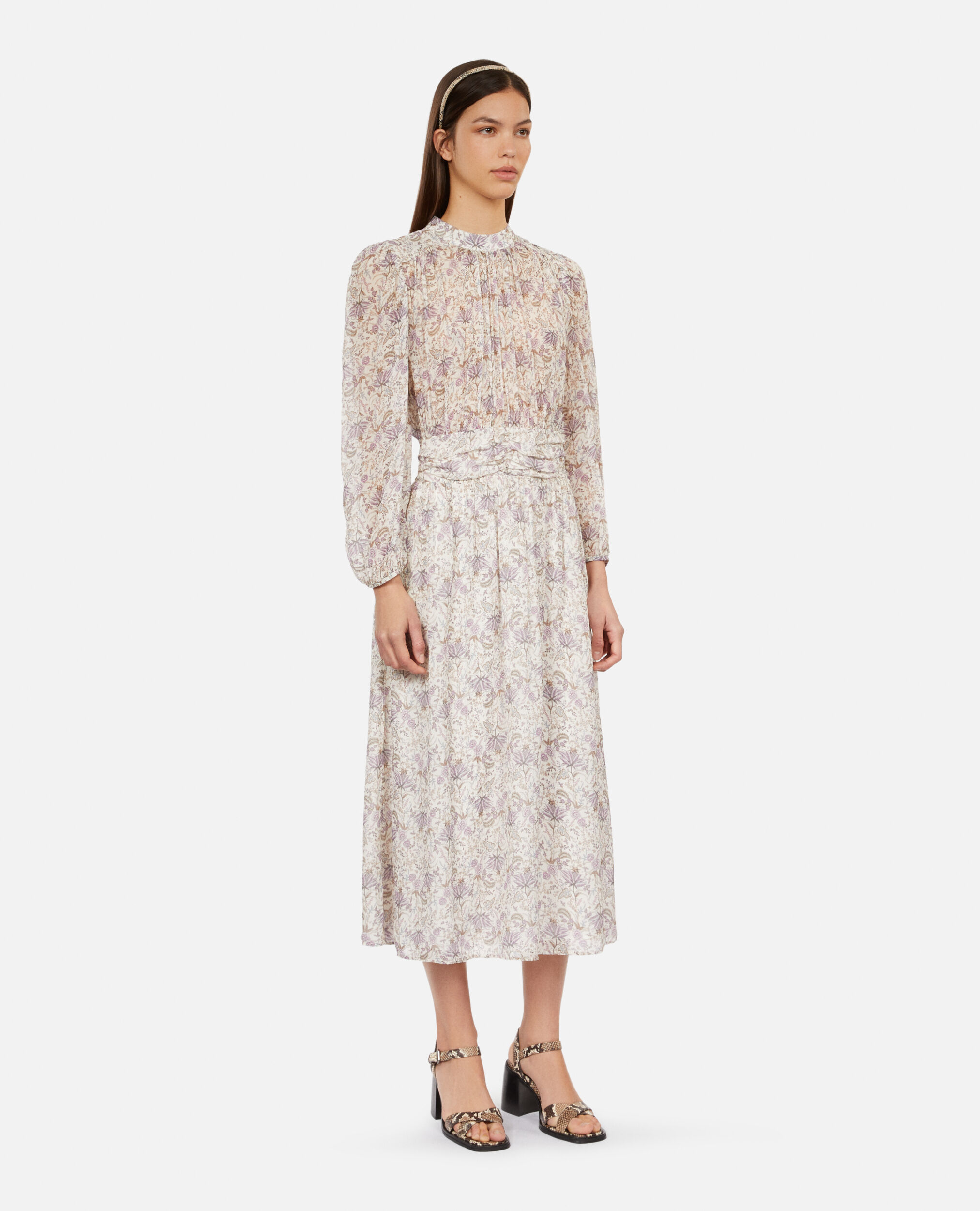 Langes Kleid mit Print, ECRU/MAUVE CHALK, hi-res image number null