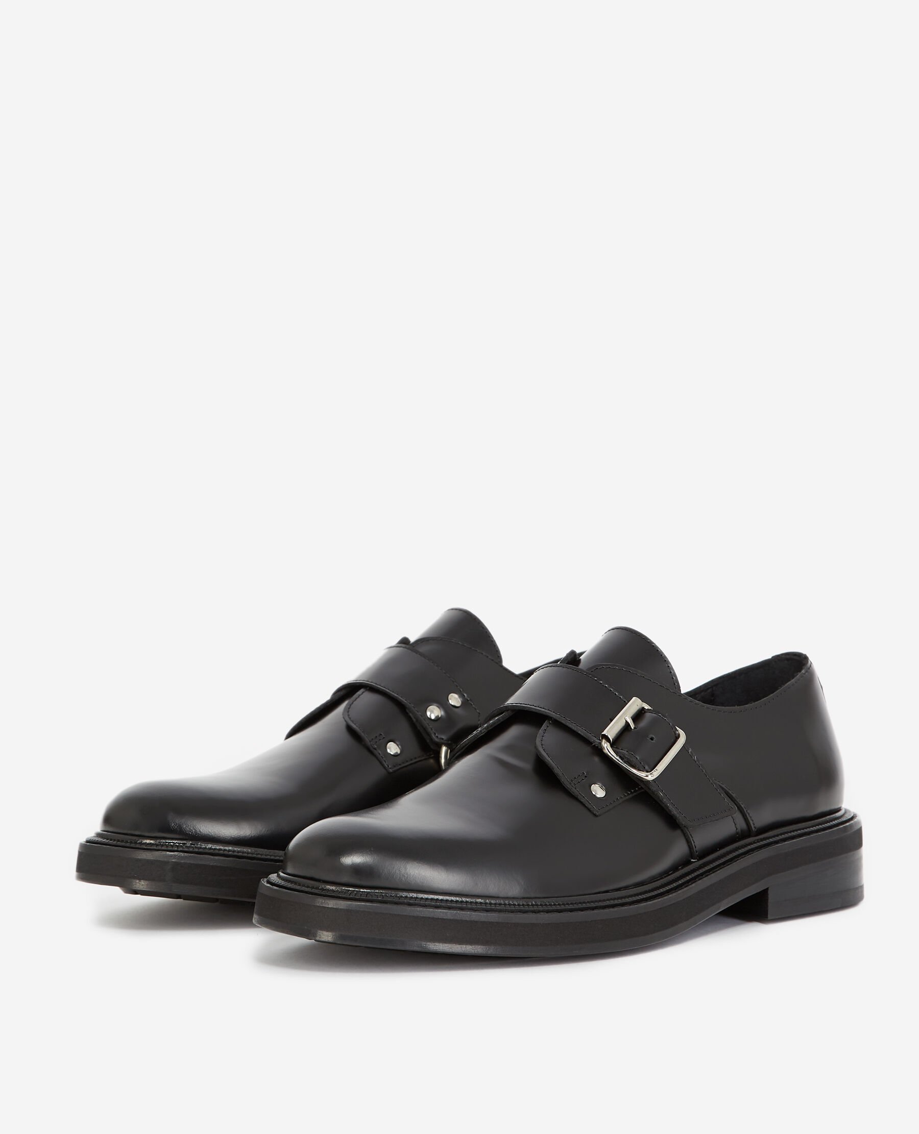 Mens black dress shoes with silver buckle on sale