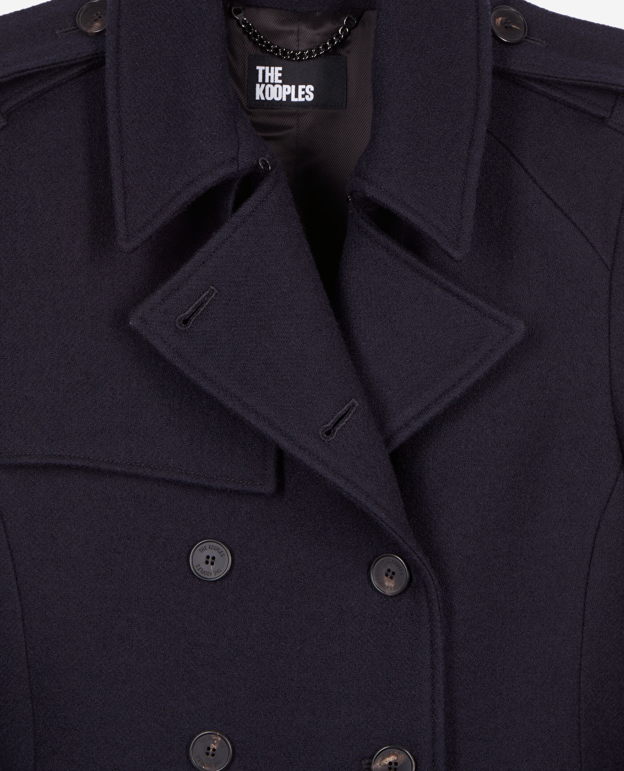 Long navy blue trench style coat, DARK NAVY, hi-res image number null