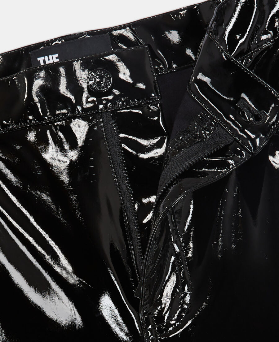 large black vinyl jeans