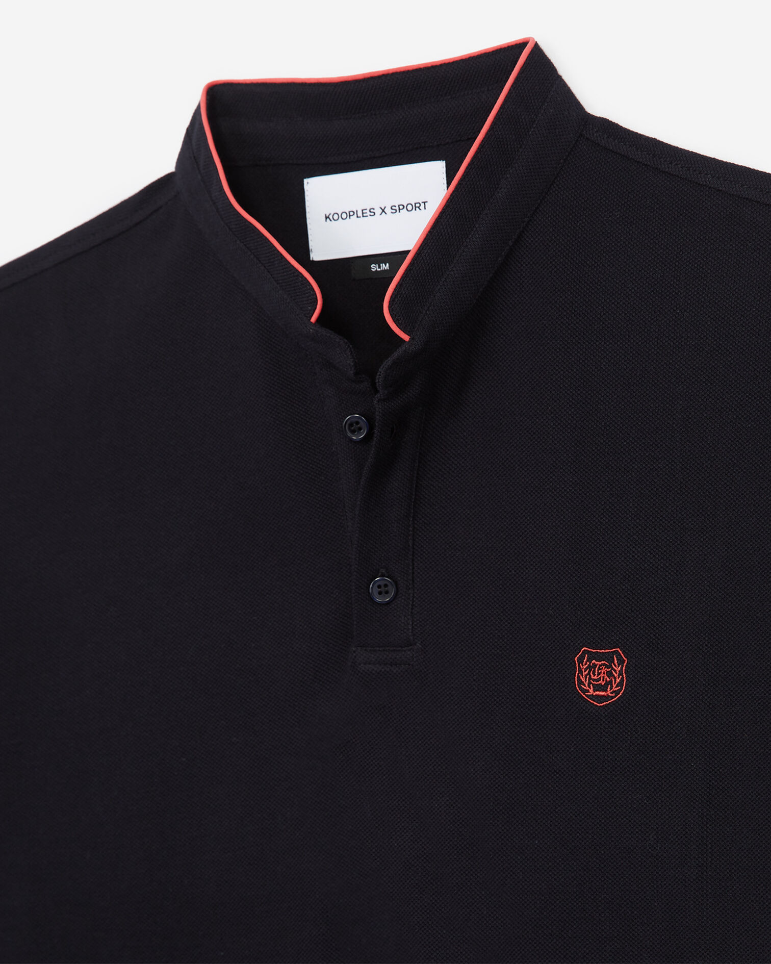 Embroidered cotton pink detail slim blue polo shirt, DARK NAVY / FLUO PINK, hi-res image number null