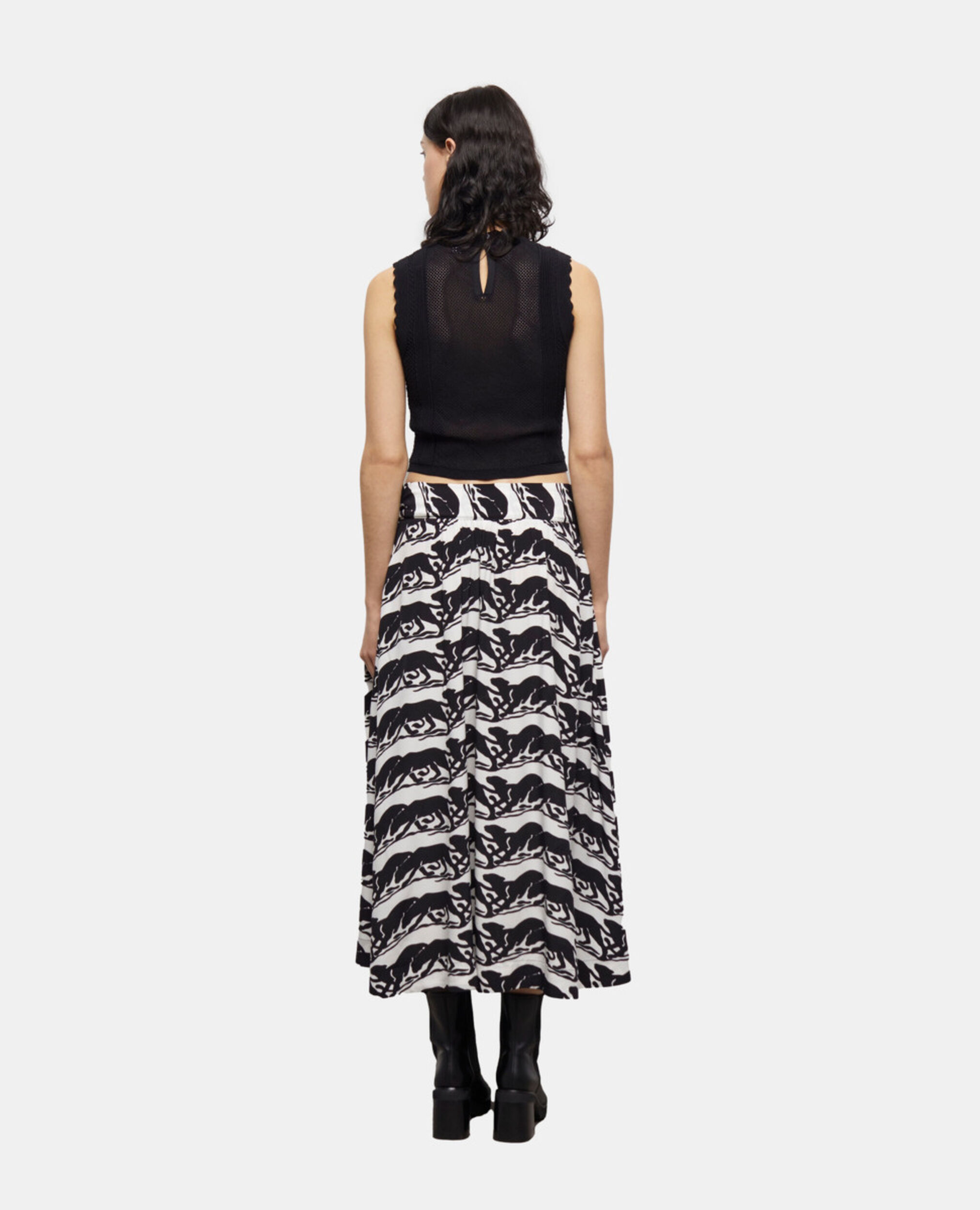 Long printed skirt, BLACK / WHITE, hi-res image number null