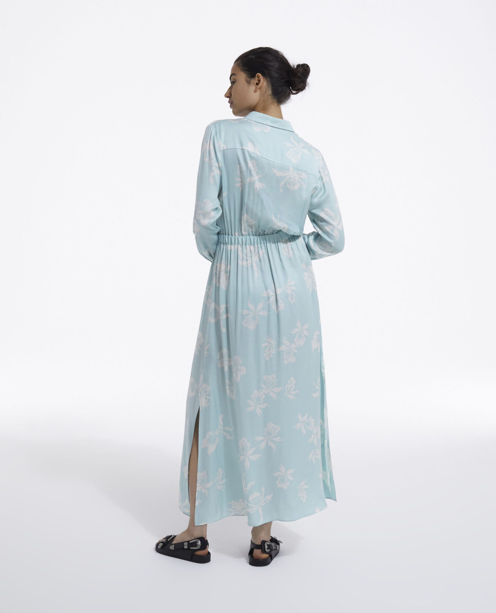 Leichtes Kleid mit Print in Blau und weiß, BLUE WHITE, hi-res image number null