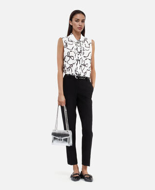 The Kooples WOMEN WHITE / BLACK ribbon print silk shirt