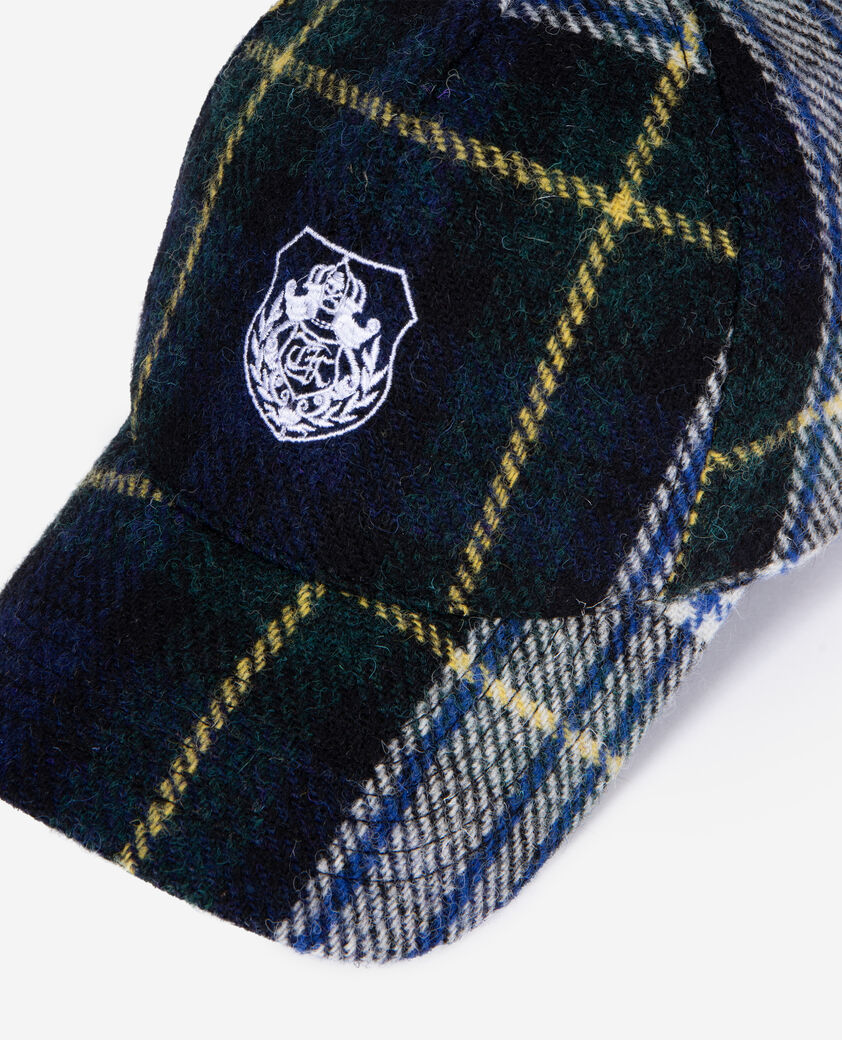The Kooples MIXED BLACK / GREEN / WHITE checked wool cap