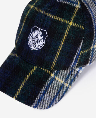 The Kooples MIXED BLACK / GREEN / WHITE checked wool cap