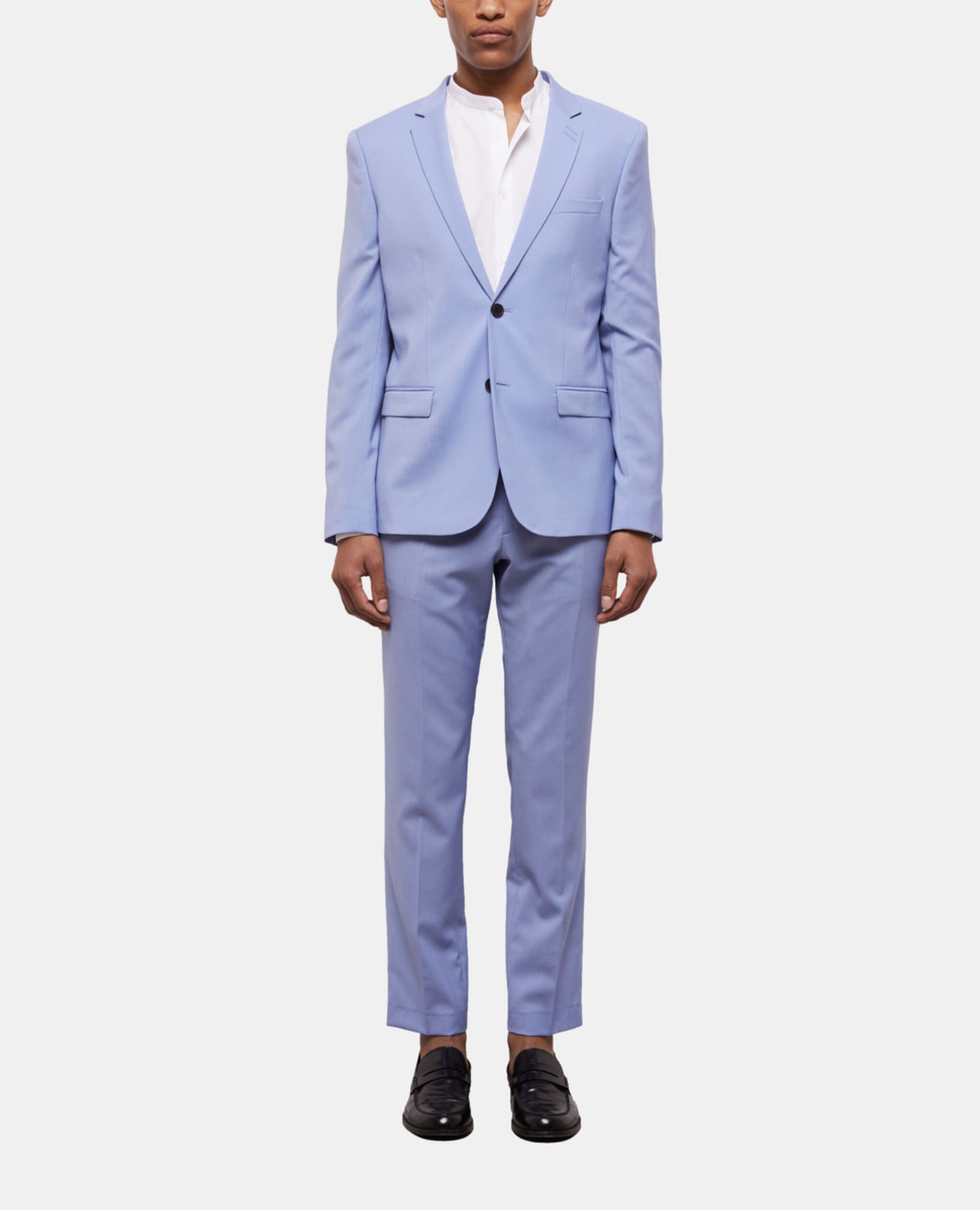 Blue end-on-end wool suit jacket, LIGHT BLUE, hi-res image number null
