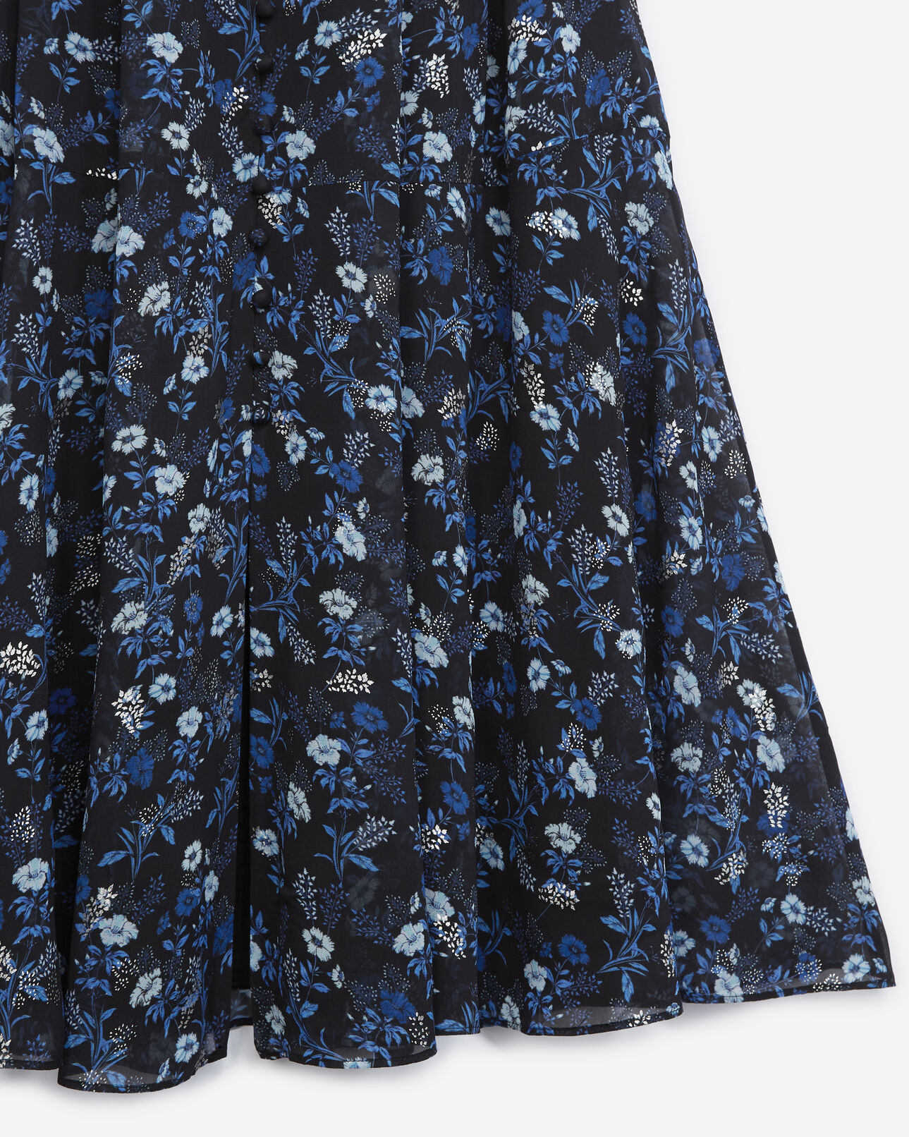 The Kooples WOMEN BLUE long dress with floral print - silver detail