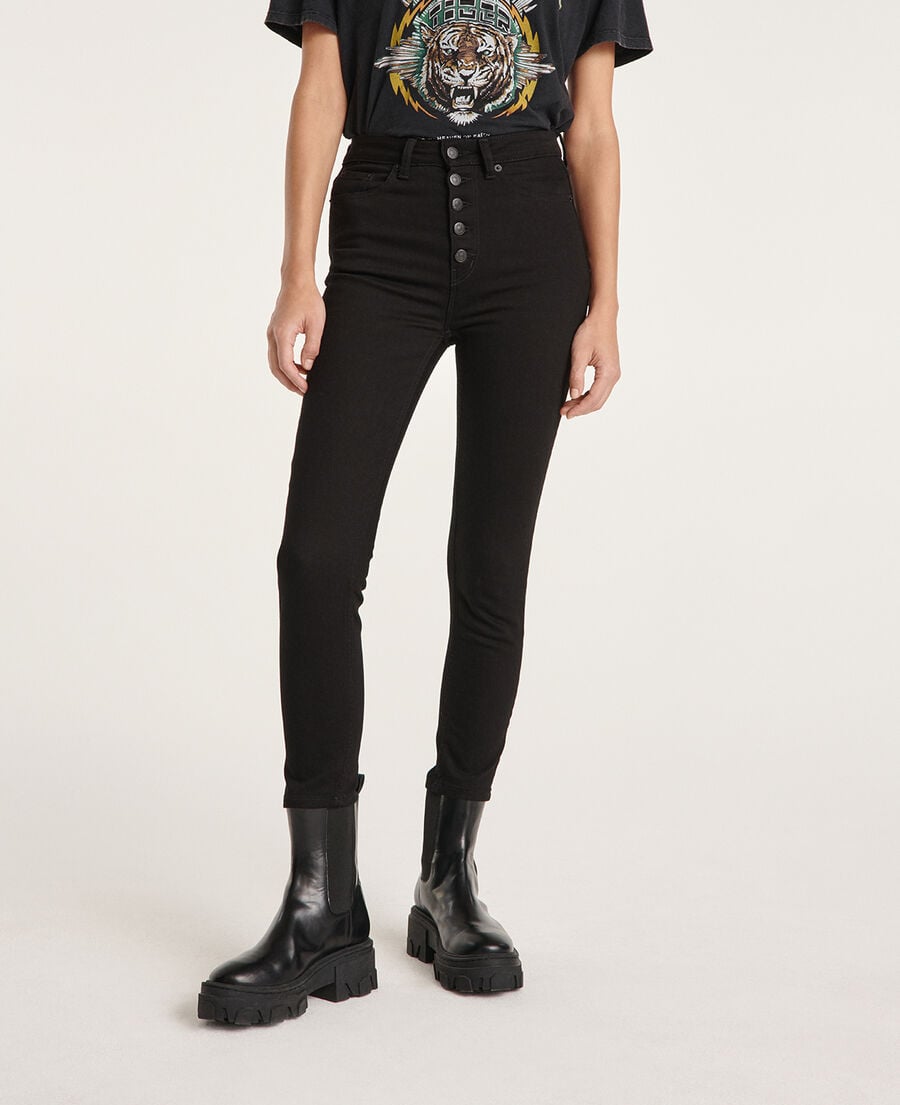 The Kooples FEMME BLACK jean noir boutons slim