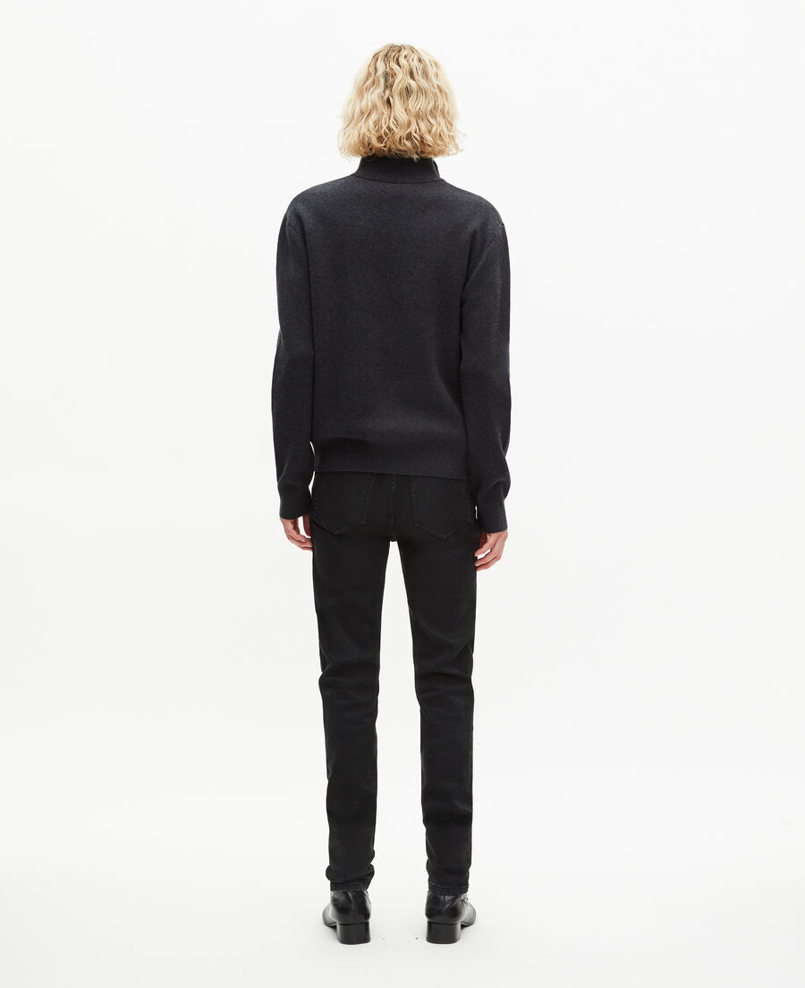 The Kooples HOMME DARK GREY MELANGE pull col camionneur double face gris