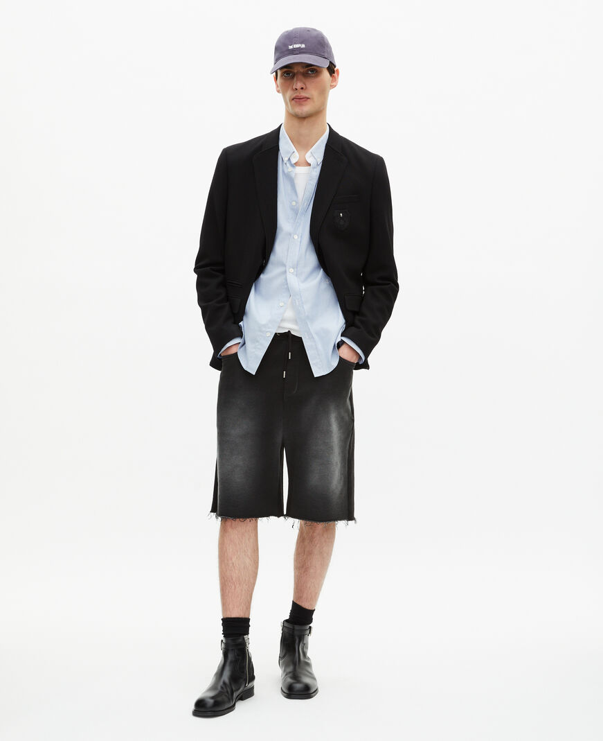 The Kooples MEN BLACK WASHED black washed cotton bermuda shorts