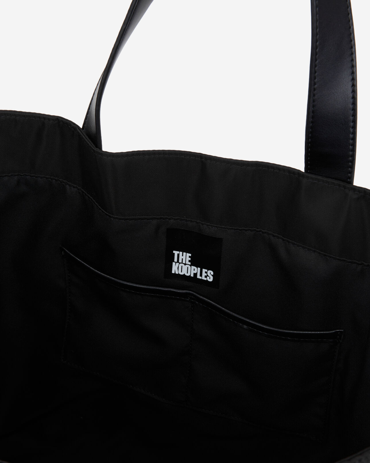 The Kooples WOMEN BLACK large black tote bag with tape logo