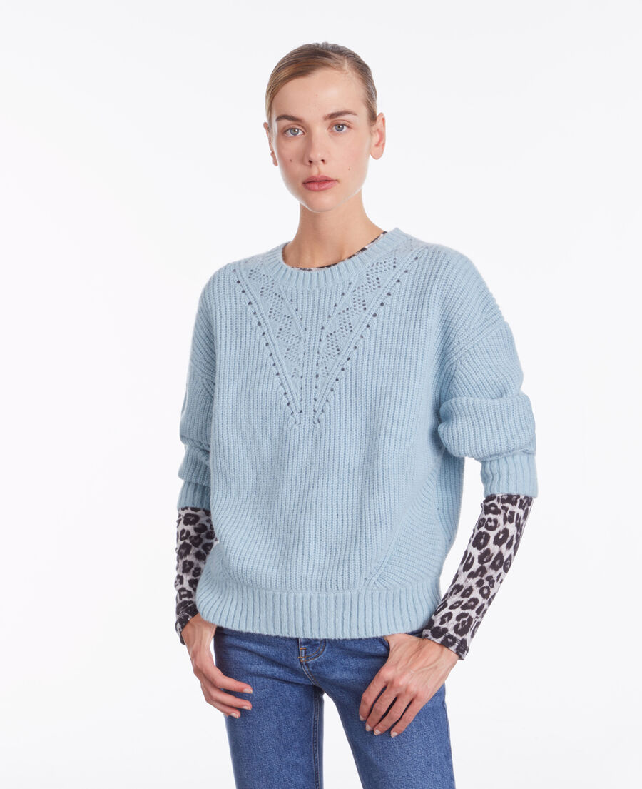 blue wool-blend sweater