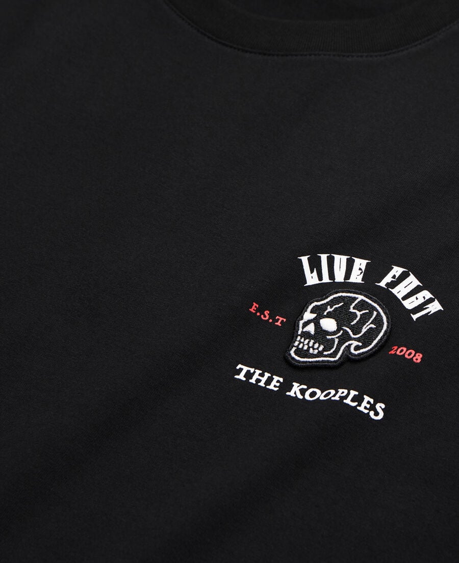 The Kooples HERREN BLACK schwarzes t-shirt mit „live fast“-schriftzug