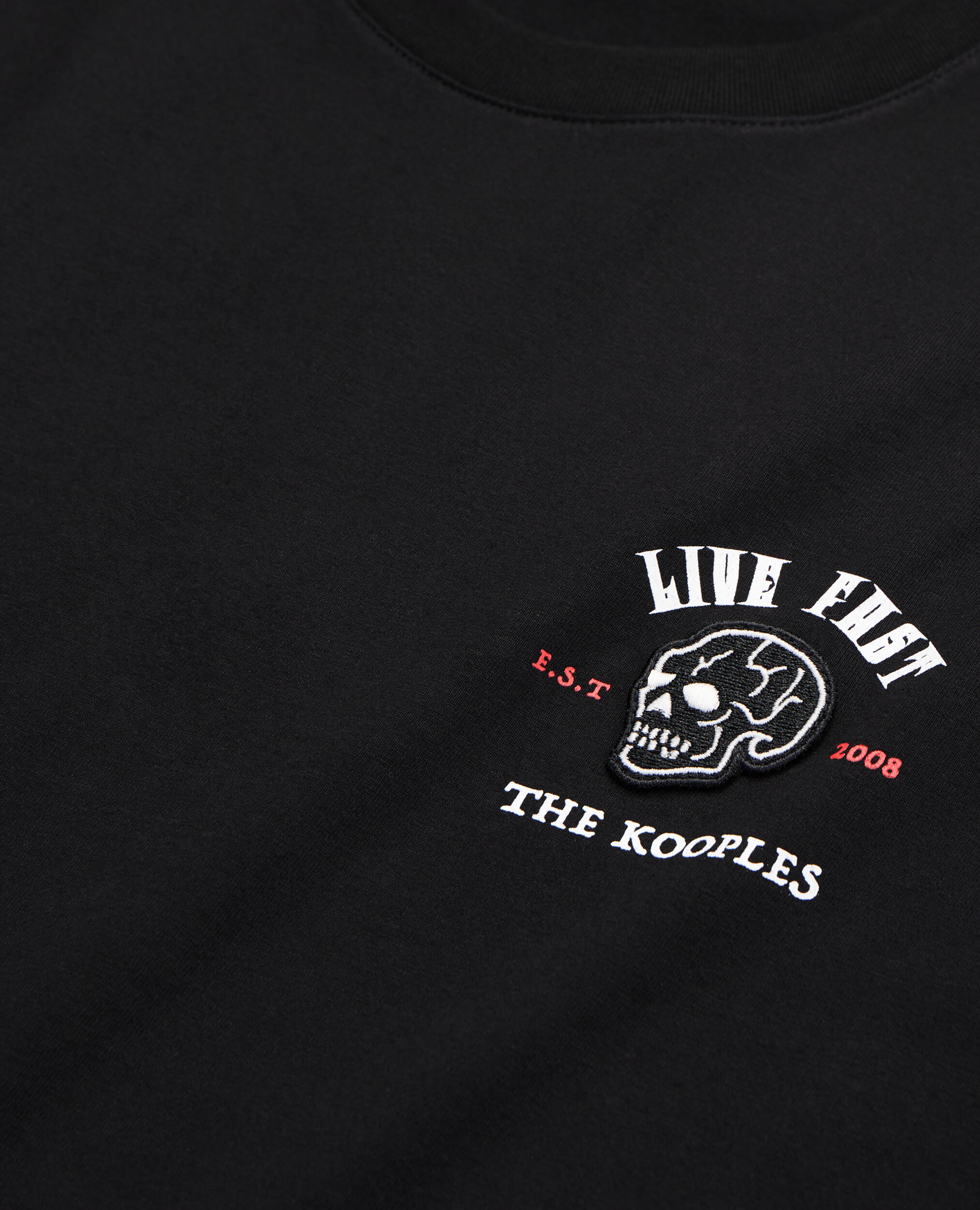 Schwarzes T-Shirt mit „Live fast“-Schriftzug, BLACK, hi-res image number null