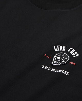 The Kooples HERREN BLACK schwarzes t-shirt mit „live fast“-schriftzug