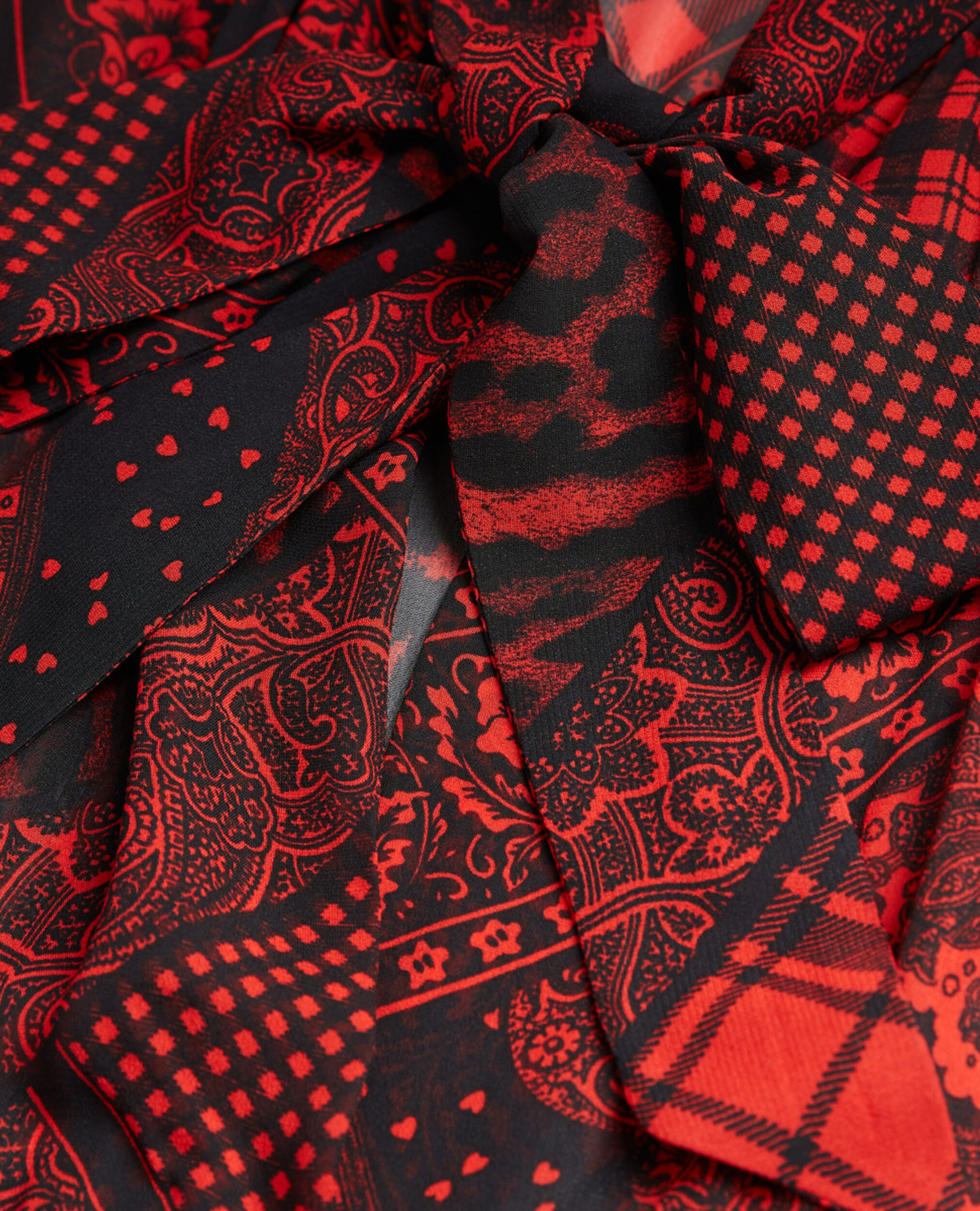 Rotes kurzes Kleid mit Print, RED / BLACK, hi-res image number null