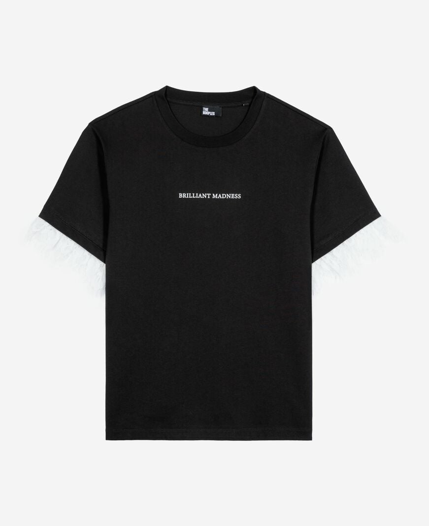 The Kooples F BLACK t-shirt with screen print and black lace