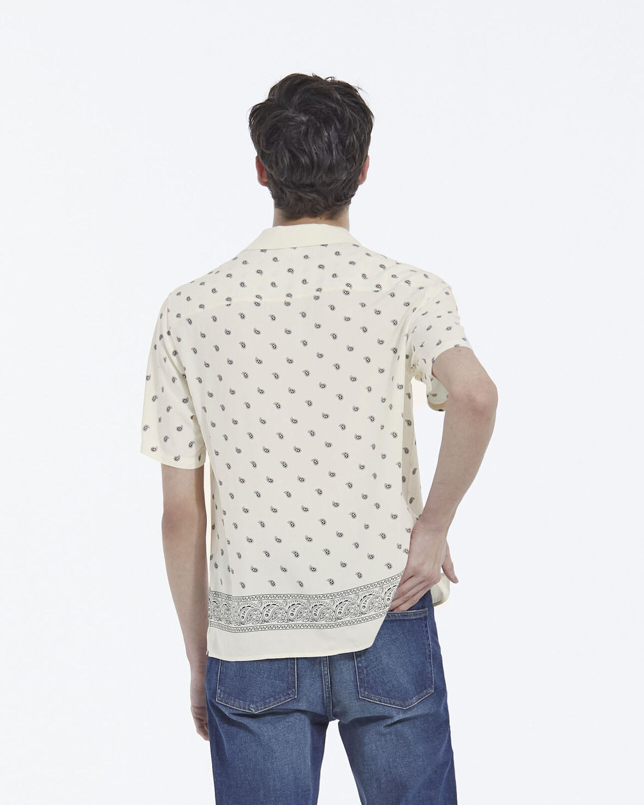 The Kooples MEN WHITE / BLACK shirt with shark collar