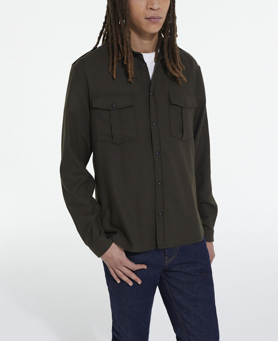 khaki shirt with classic collar