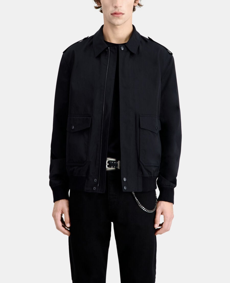 The Kooples HOMME BLACK blouson noir en coton