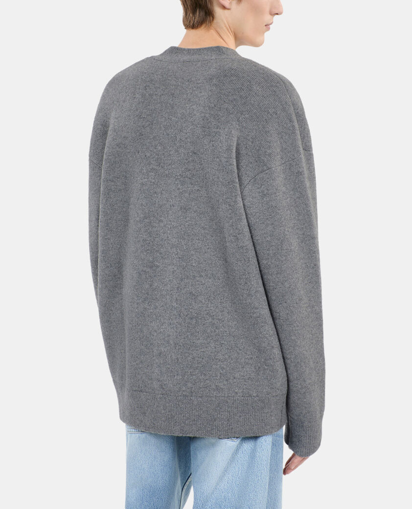 The Kooples MEN MIDDLE GREY MEL grey wool cardigan