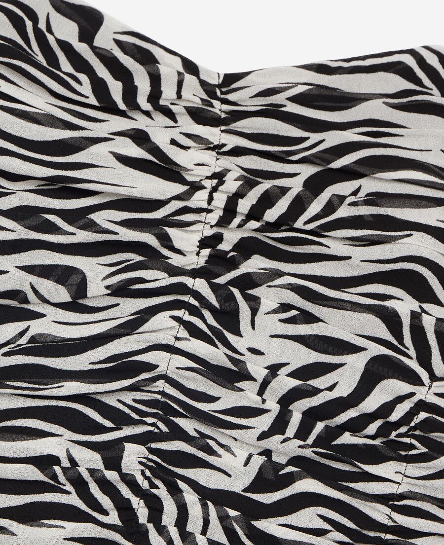 The Kooples WOMEN BLACK WHITE gathered bustier top with zebra print