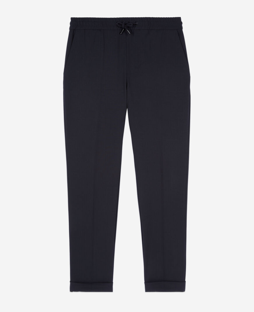 The Kooples HOMME BLACK pantalon en laine coupe droite noir 