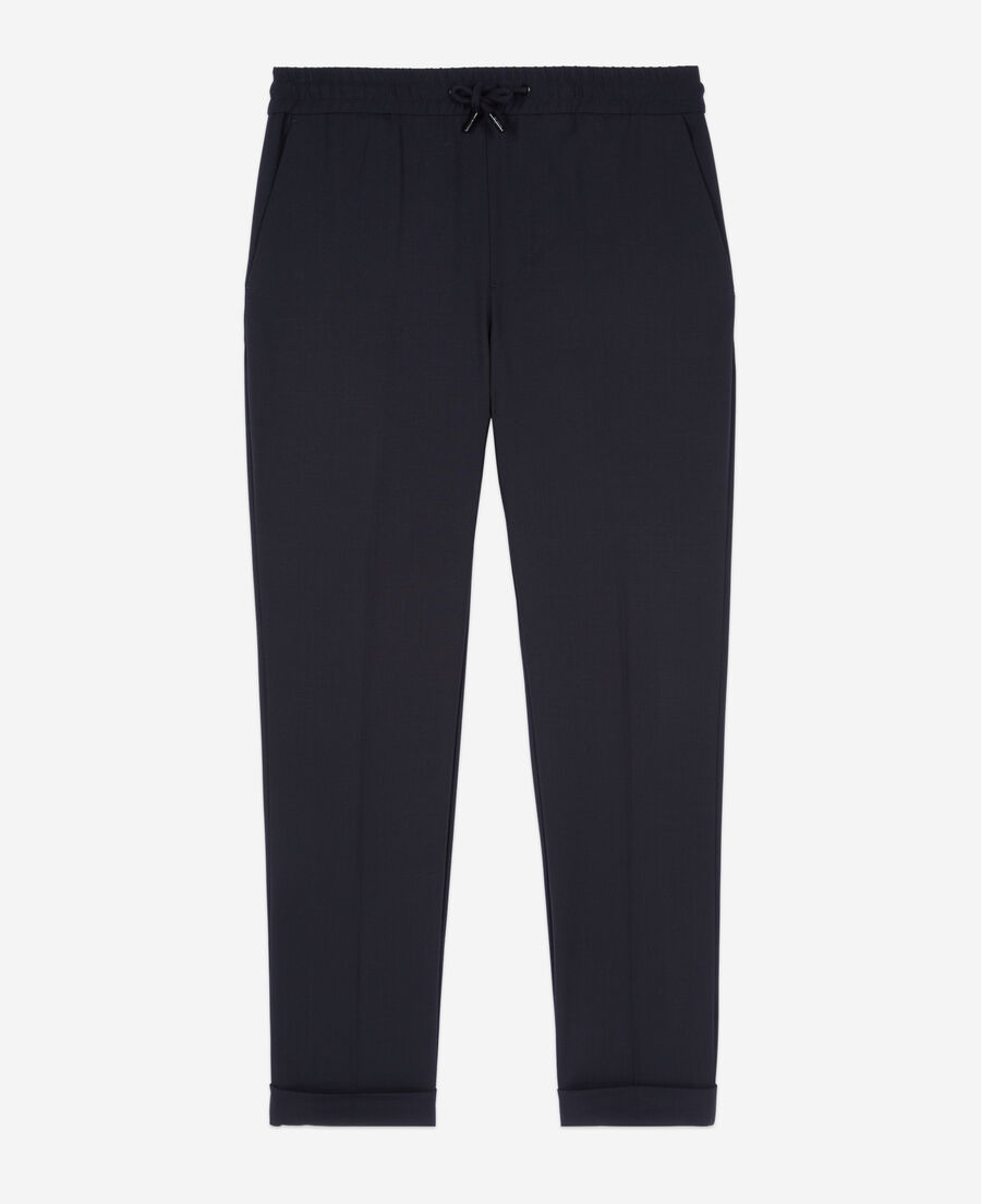 The Kooples HOMME BLACK pantalon en laine coupe droite noir 