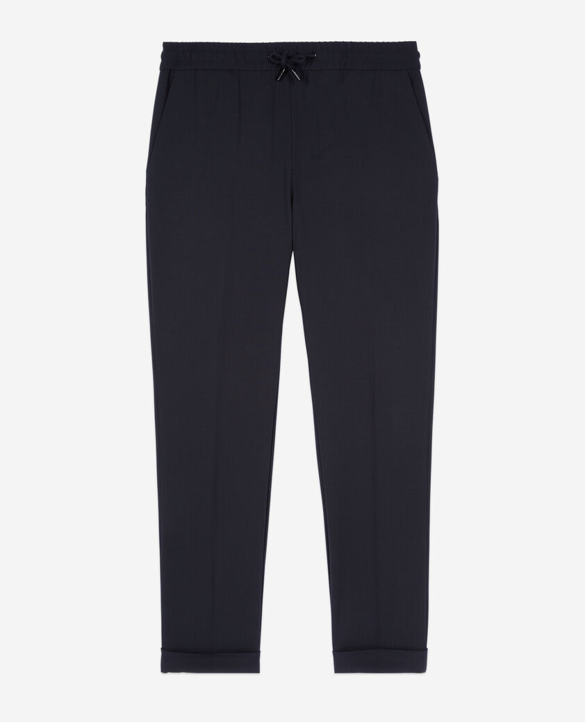 The Kooples HOMME BLACK pantalon en laine coupe droite noir