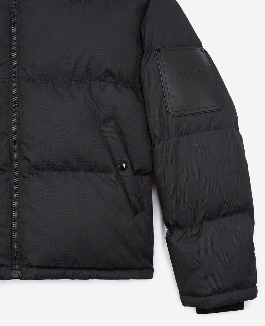 Quilted black down jacket with monogram The Kooples