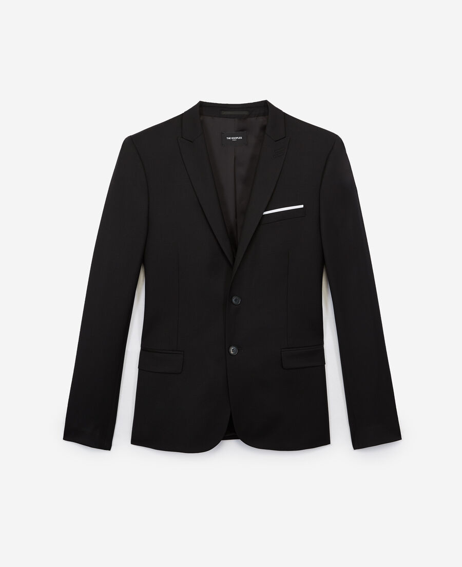 The Kooples MEN BLACK black wool suit fitted jacket