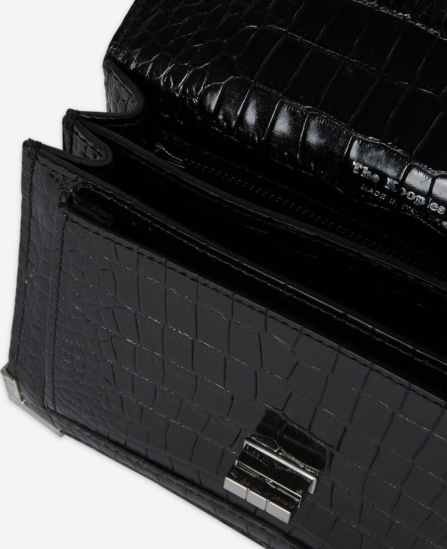 The Kooples FEMME BLACK sac emily small effet crocodile en cuir noir