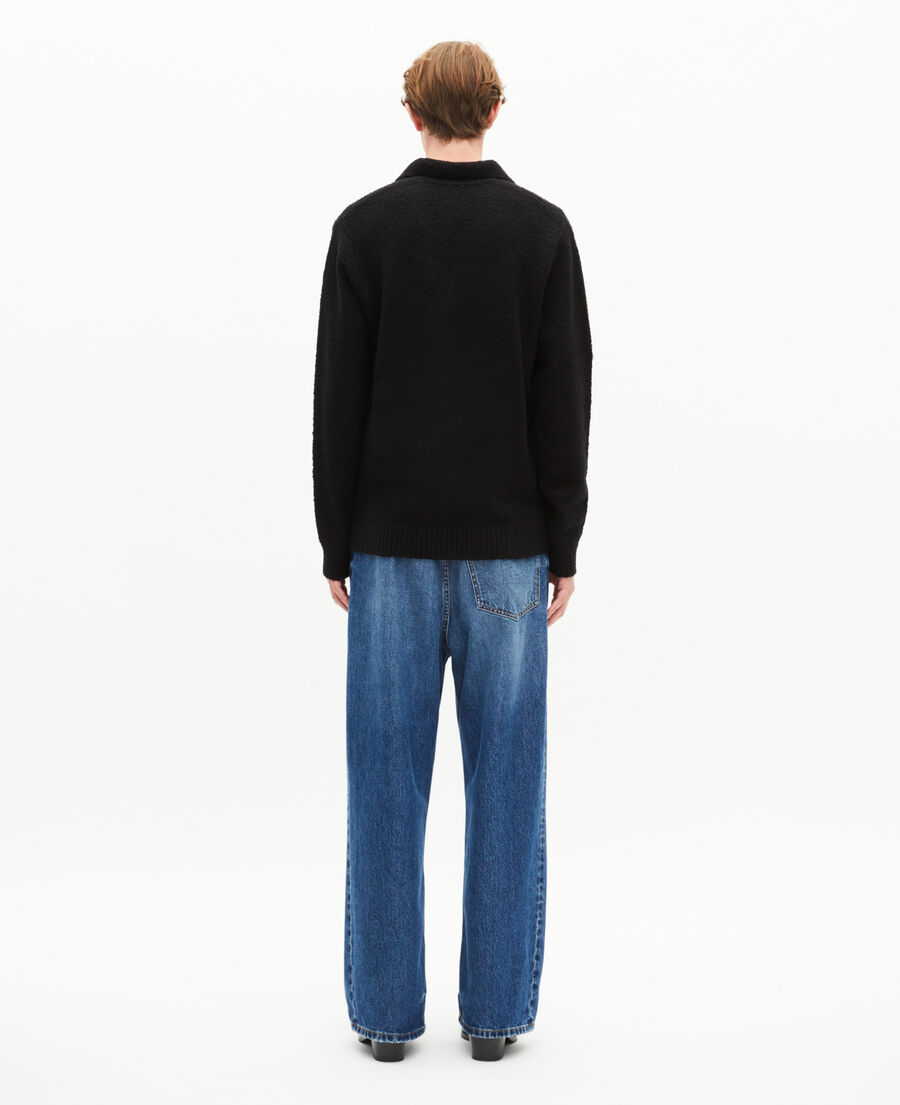 The Kooples MEN BLACK black wool tunisian collar sweater