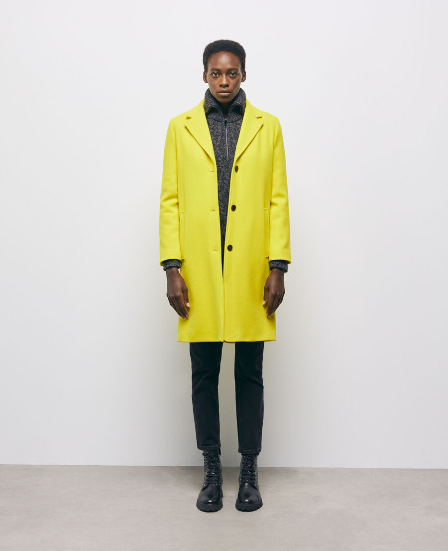 yellow wool coat