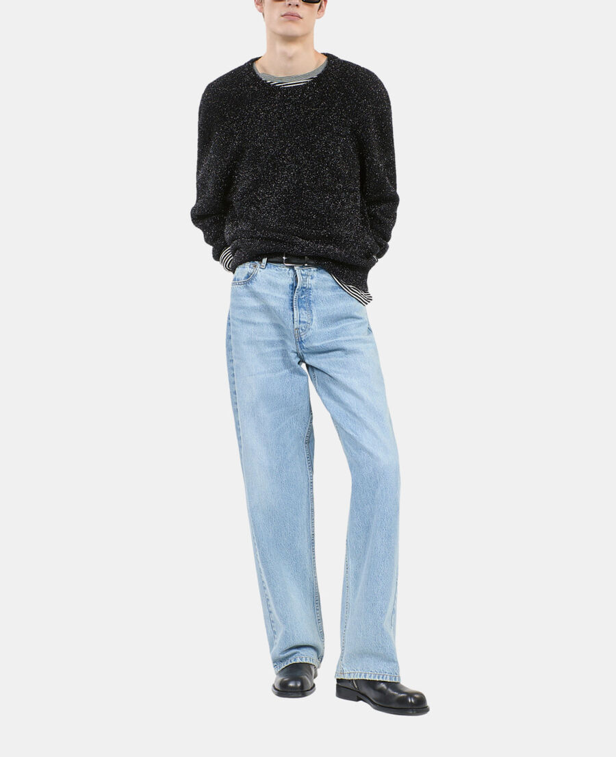 The Kooples HERREN BLACK schwarzer pullover mit pailletten-effekt