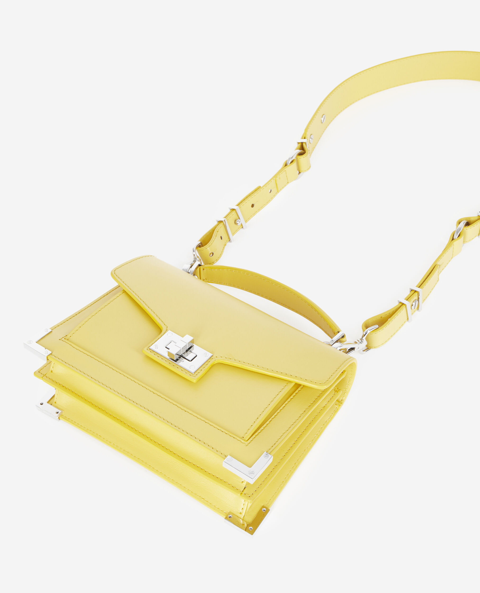 Small Emily bag in yellow leather, BRIGHT YELLOW, hi-res image number null