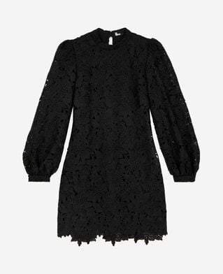 The Kooples WOMEN BLACK short dress in black floral lace